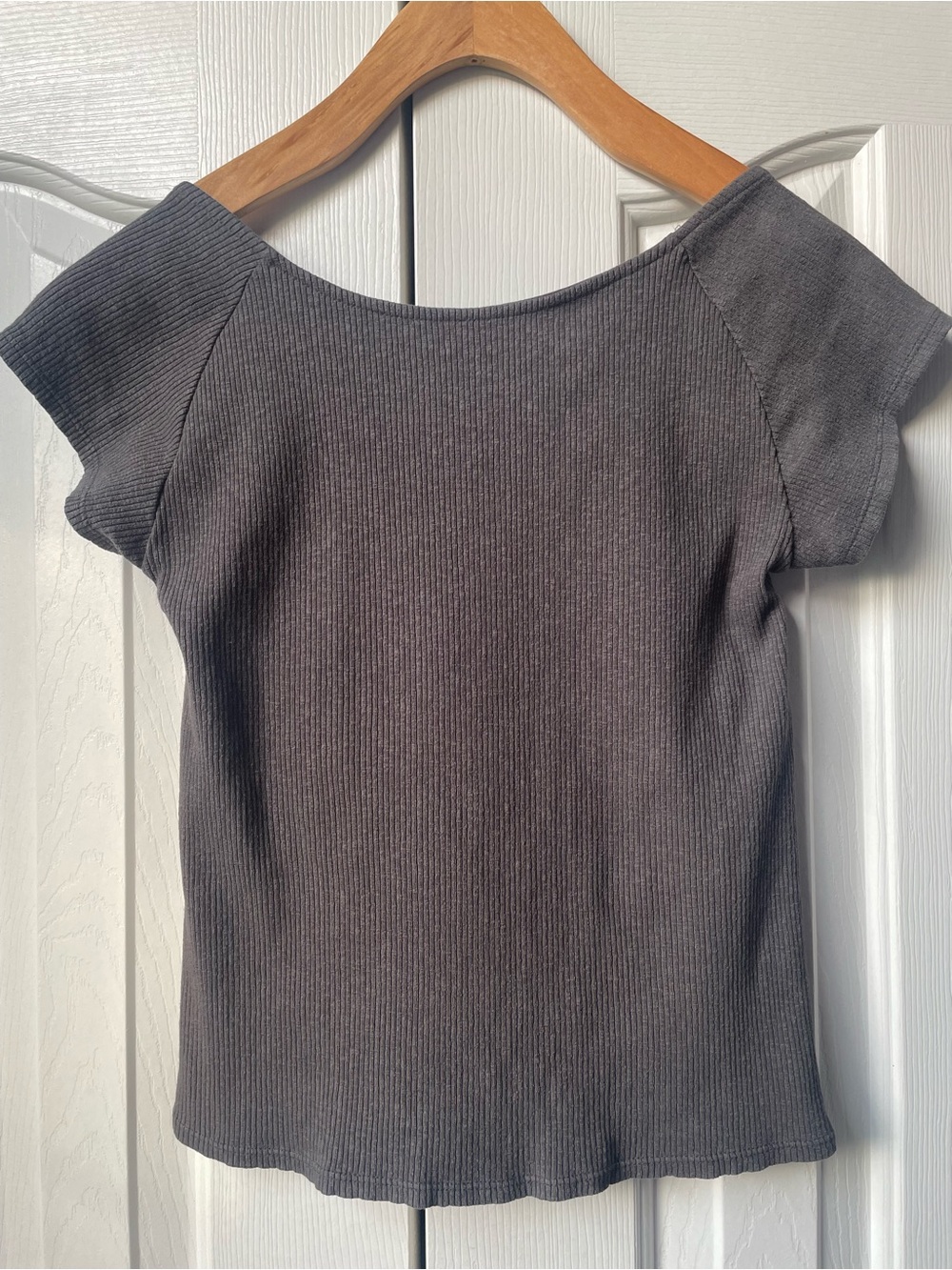 aerie Charcoal Gray Ribbed Open Back Top